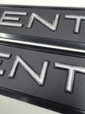 Pair (2) - Century Side Nameplate, Black/Chrome Plastic - PAINTED LETTERS