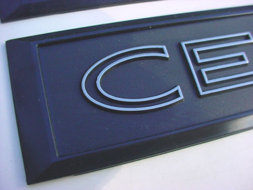 Pair (2) - Century Side Nameplate, Black/Chrome Plastic