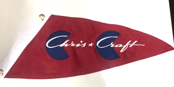 Chris Craft Red Raked Polyester Bow Pennant 11”x 20”
