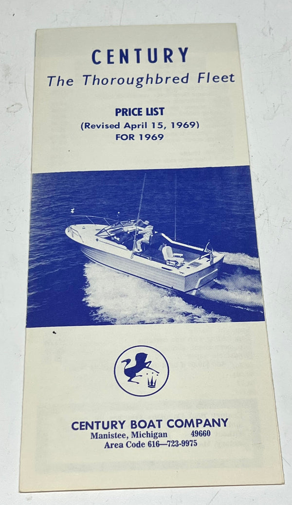 Original Century Boat 1969 Price List